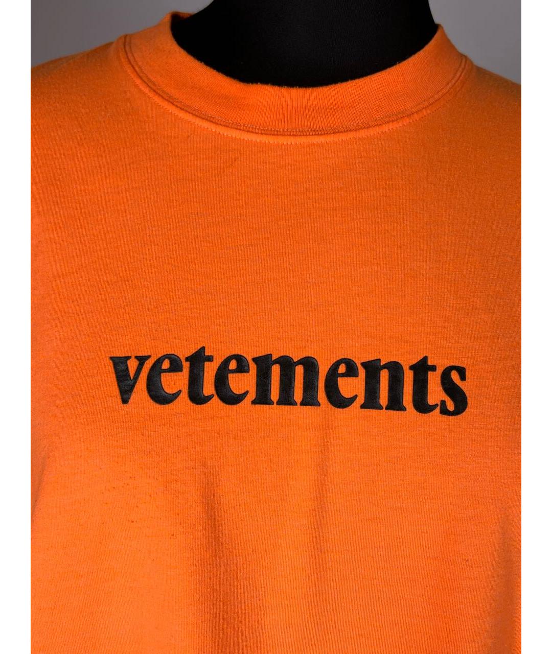 VETEMENTS Оранжевая хлопко-полиэстеровая футболка, фото 3