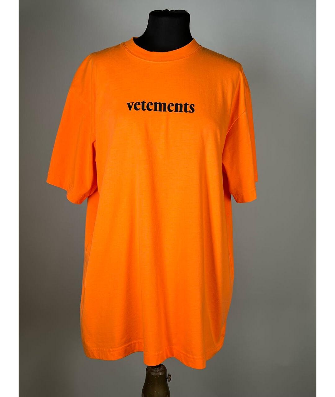 VETEMENTS Оранжевая хлопко-полиэстеровая футболка, фото 8