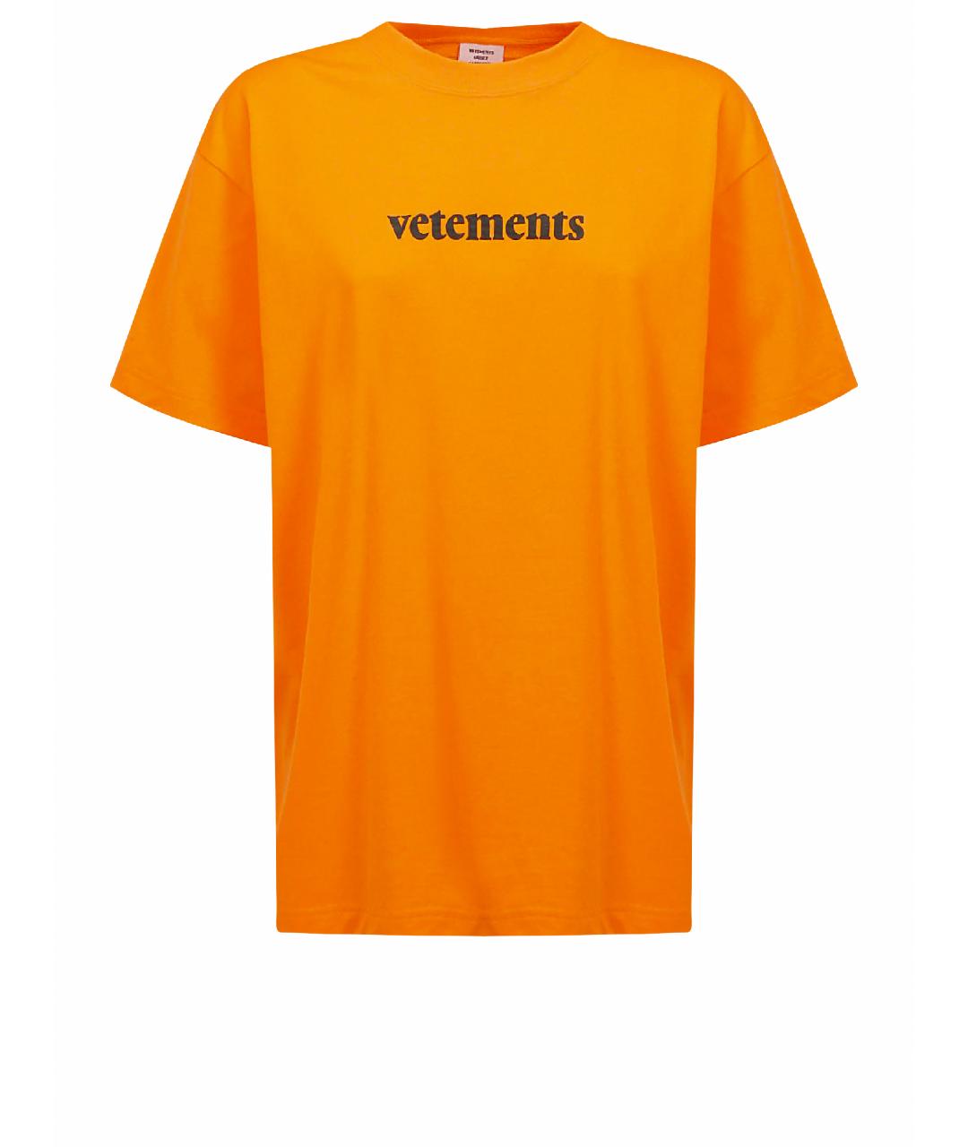 VETEMENTS Оранжевая хлопко-полиэстеровая футболка, фото 1
