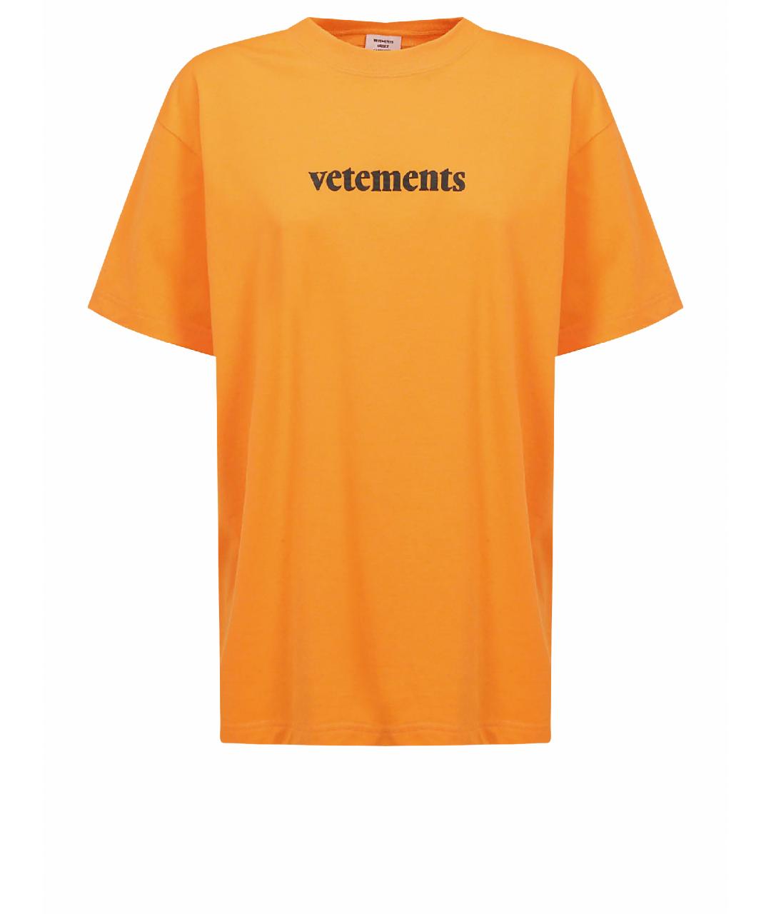 VETEMENTS Оранжевая хлопко-полиэстеровая футболка, фото 9