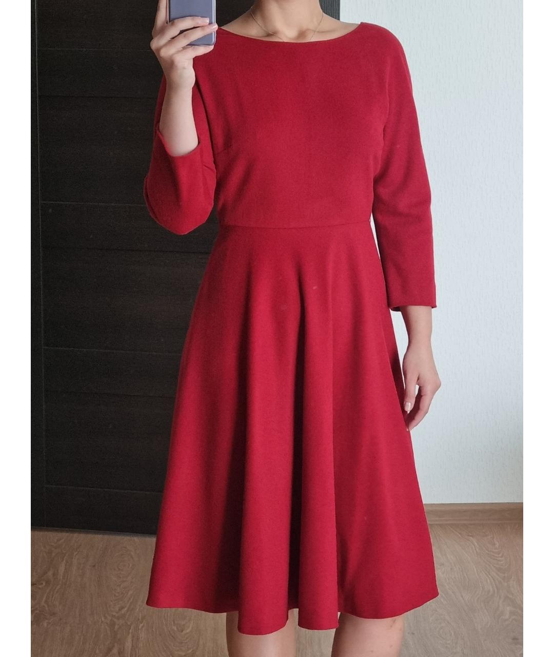 MAX MARA Красное шерстяное повседневное платье, фото 4