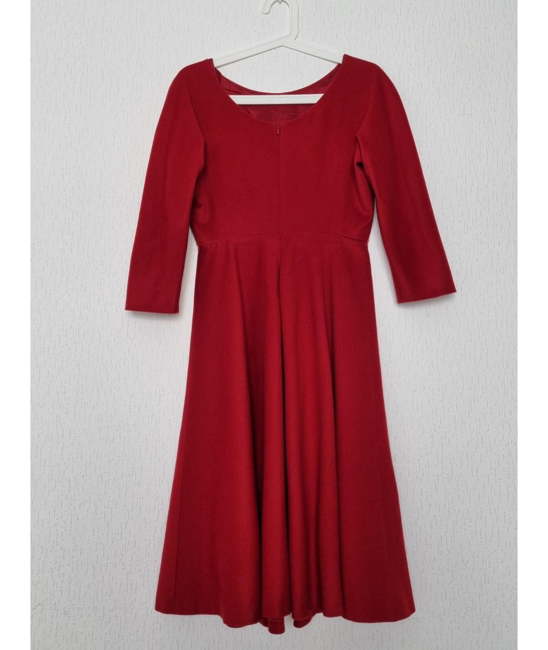 MAX MARA Красное шерстяное повседневное платье, фото 2