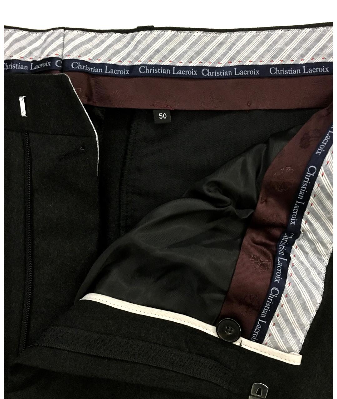 CHRISTIAN LACROIX Черные шерстяные классические брюки, фото 3