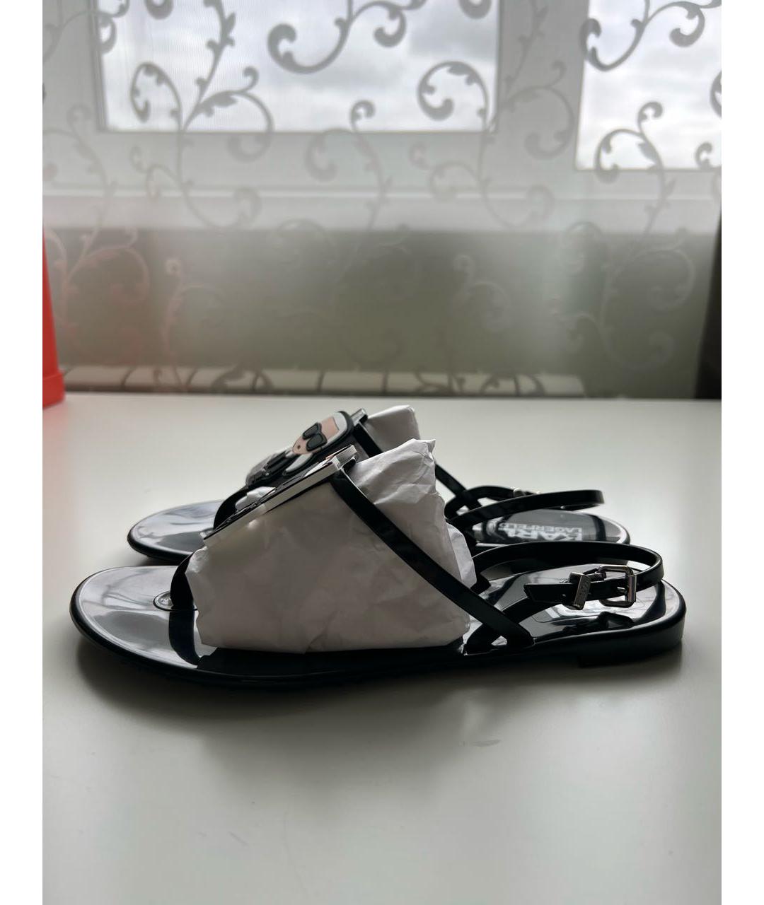 KARL LAGERFELD Черные резиновые сандалии, фото 5
