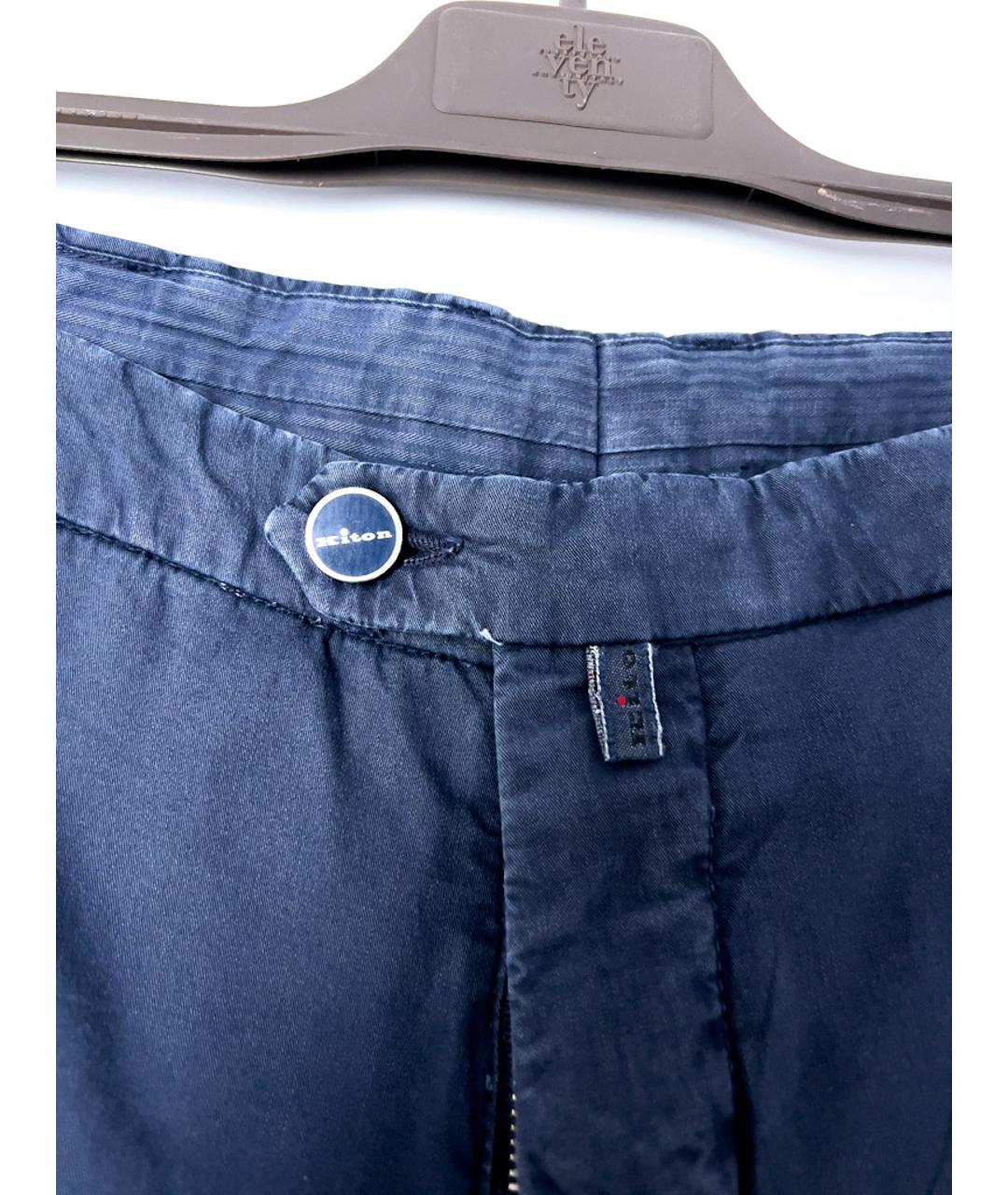 KITON Темно-синие хлопковые брюки чинос, фото 2