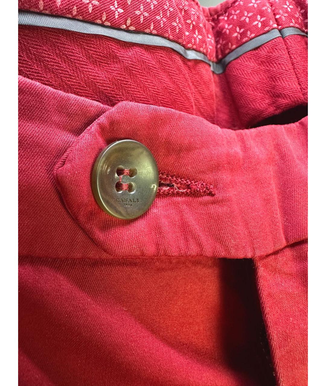 CANALI Красные хлопковые брюки чинос, фото 4