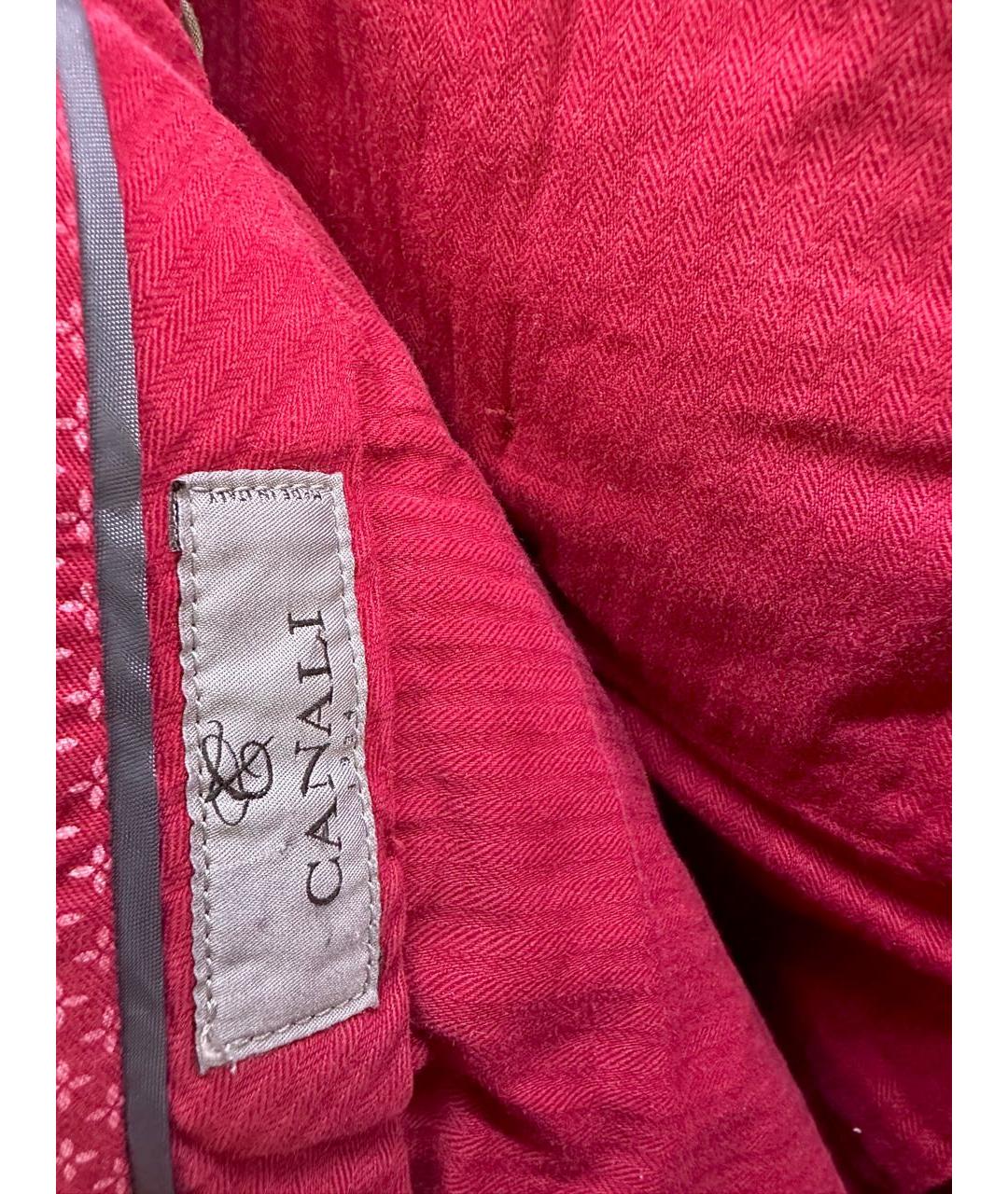 CANALI Красные хлопковые брюки чинос, фото 5