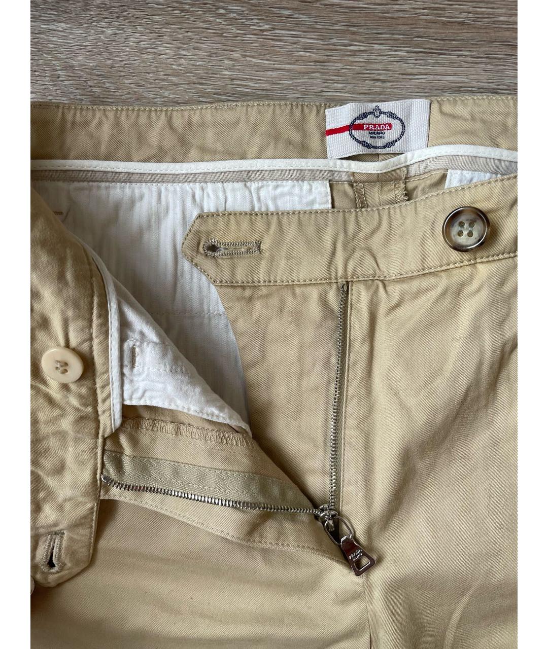 PRADA Бежевые хлопковые брюки узкие, фото 8