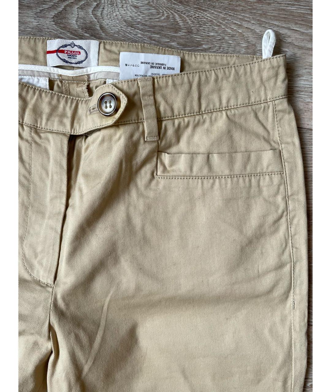PRADA Бежевые хлопковые брюки узкие, фото 7