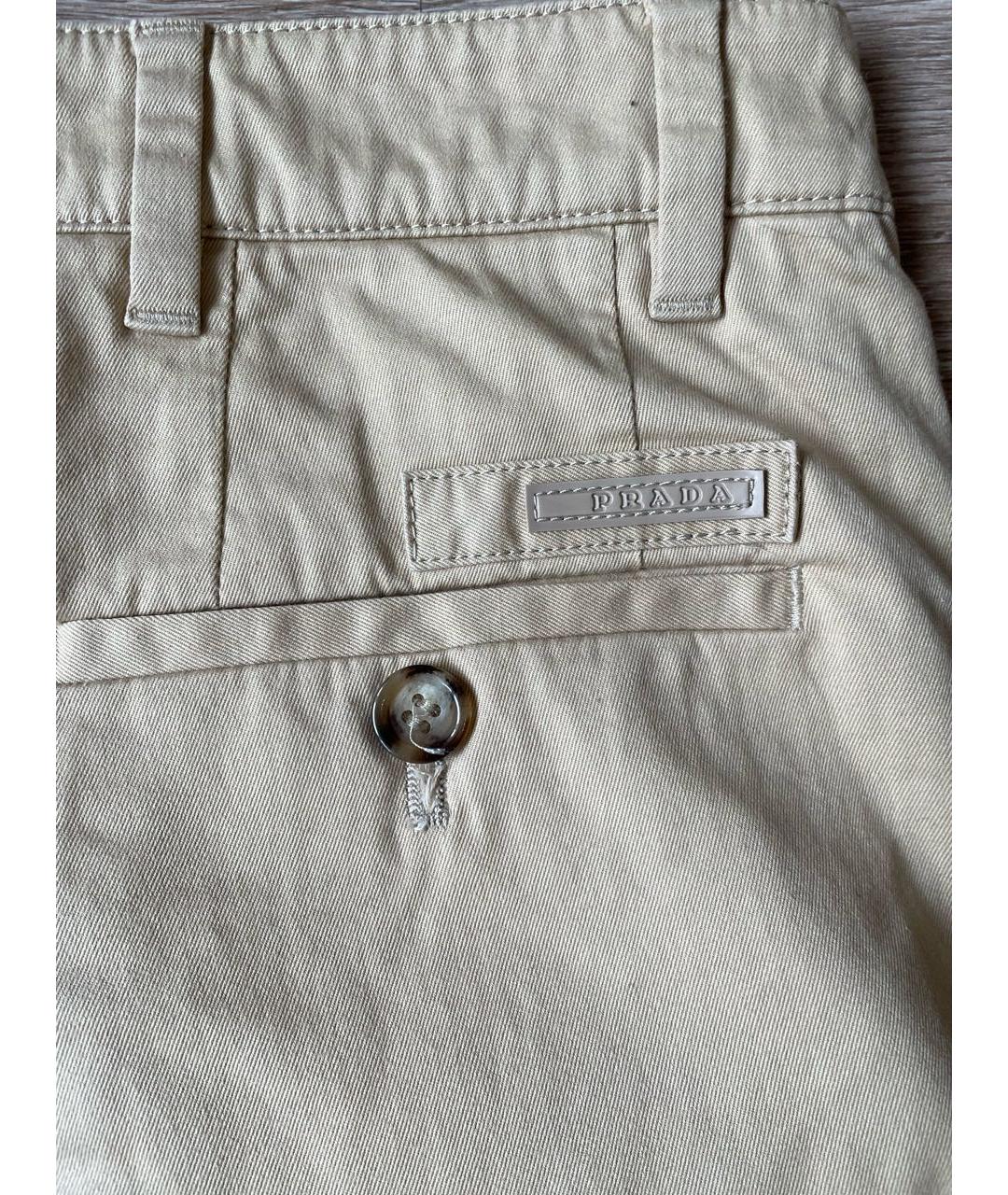 PRADA Бежевые хлопковые брюки узкие, фото 4