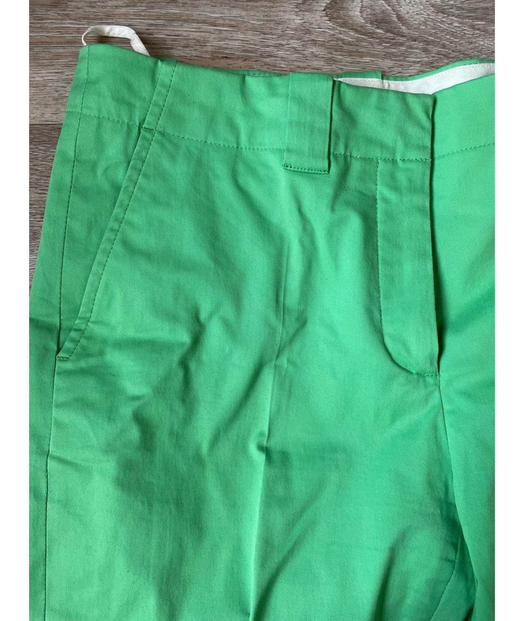 LORO PIANA Зеленые хлопковые прямые брюки, фото 8