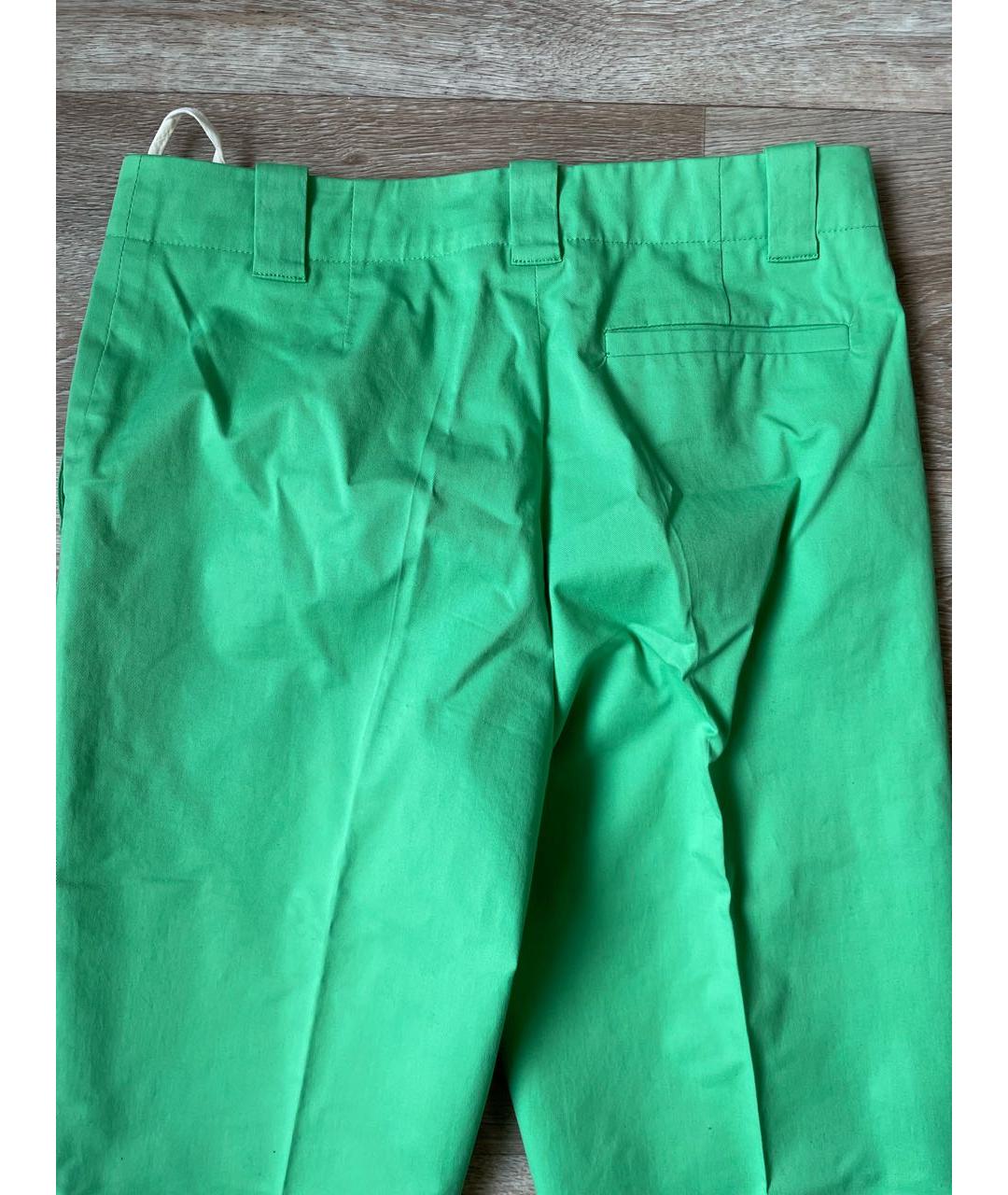 LORO PIANA Зеленые хлопковые прямые брюки, фото 5