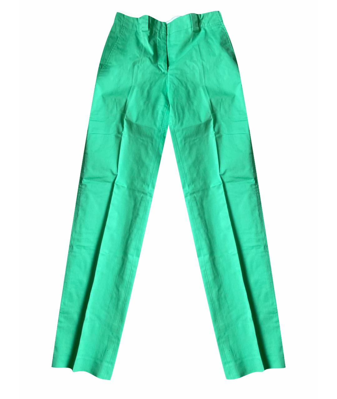 LORO PIANA Зеленые хлопковые прямые брюки, фото 1