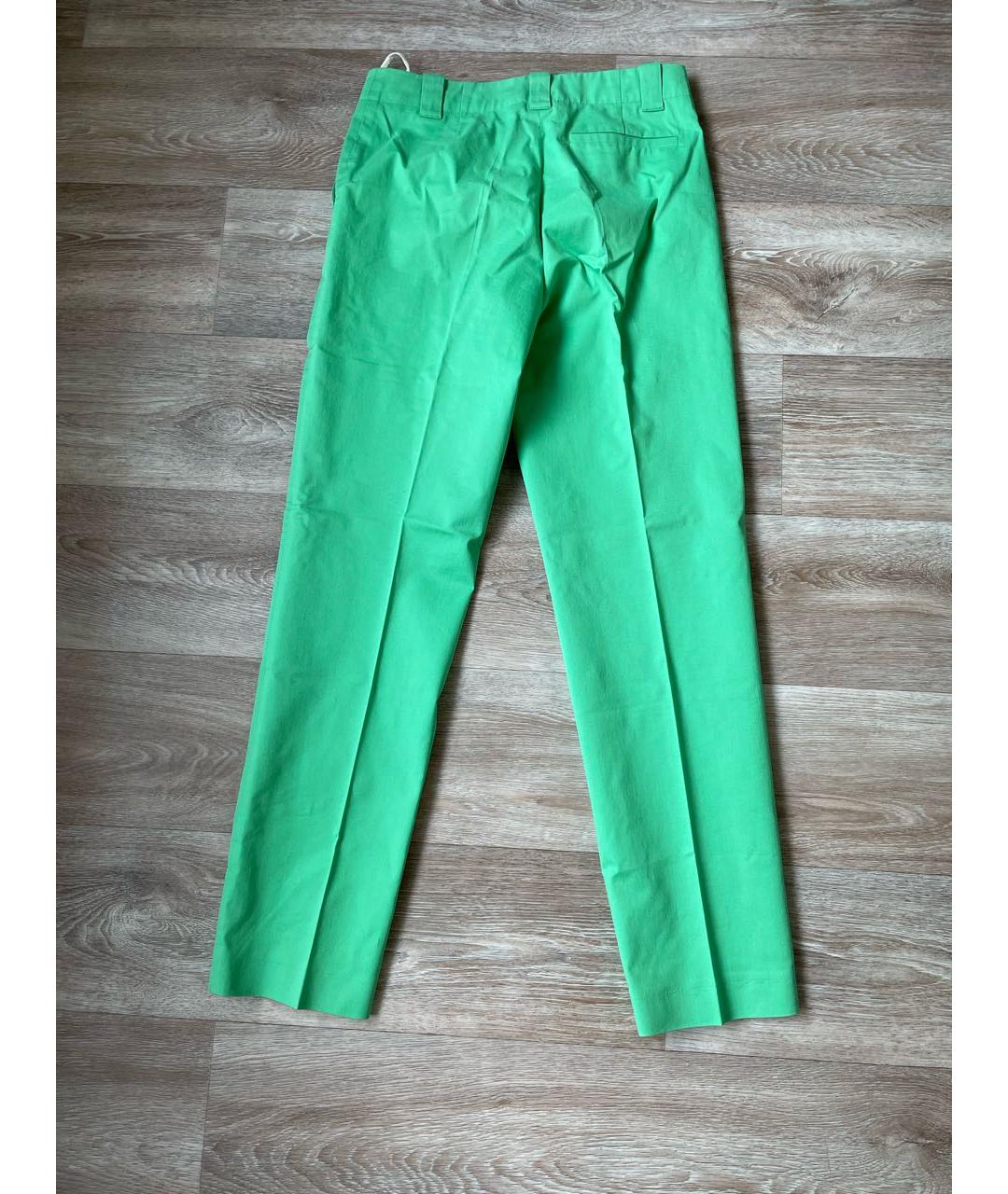 LORO PIANA Зеленые хлопковые прямые брюки, фото 2