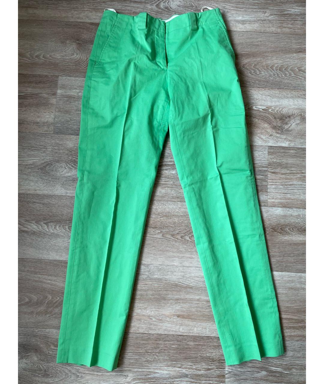 LORO PIANA Зеленые хлопковые прямые брюки, фото 9