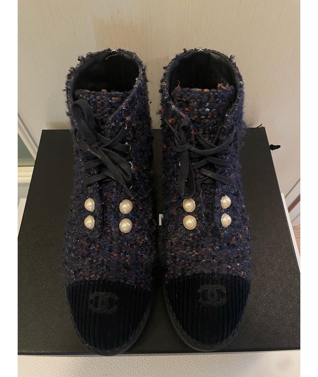 CHANEL Синие текстильные ботинки, фото 2