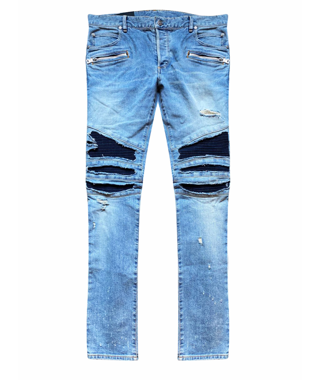 BALMAIN Голубые хлопковые джинсы скинни, фото 1