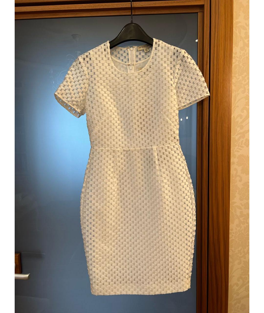 BURBERRY Белое полиэстеровое коктейльное платье, фото 8