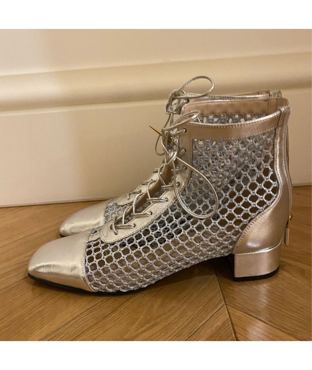 CHRISTIAN DIOR PRE-OWNED Серебряные кожаные ботинки, фото 4
