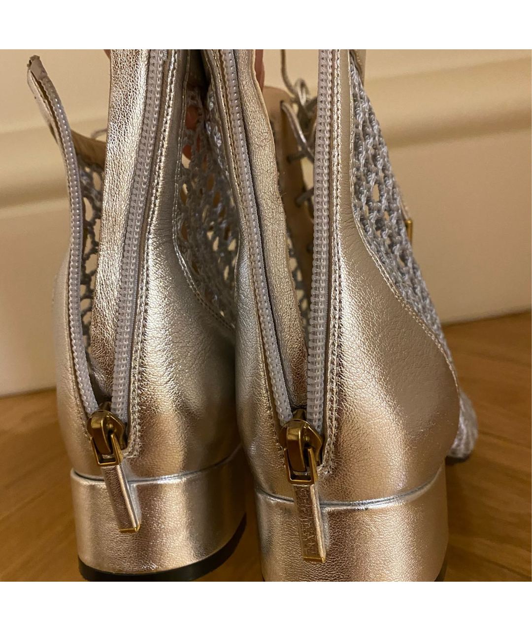 CHRISTIAN DIOR PRE-OWNED Серебряные кожаные ботинки, фото 3