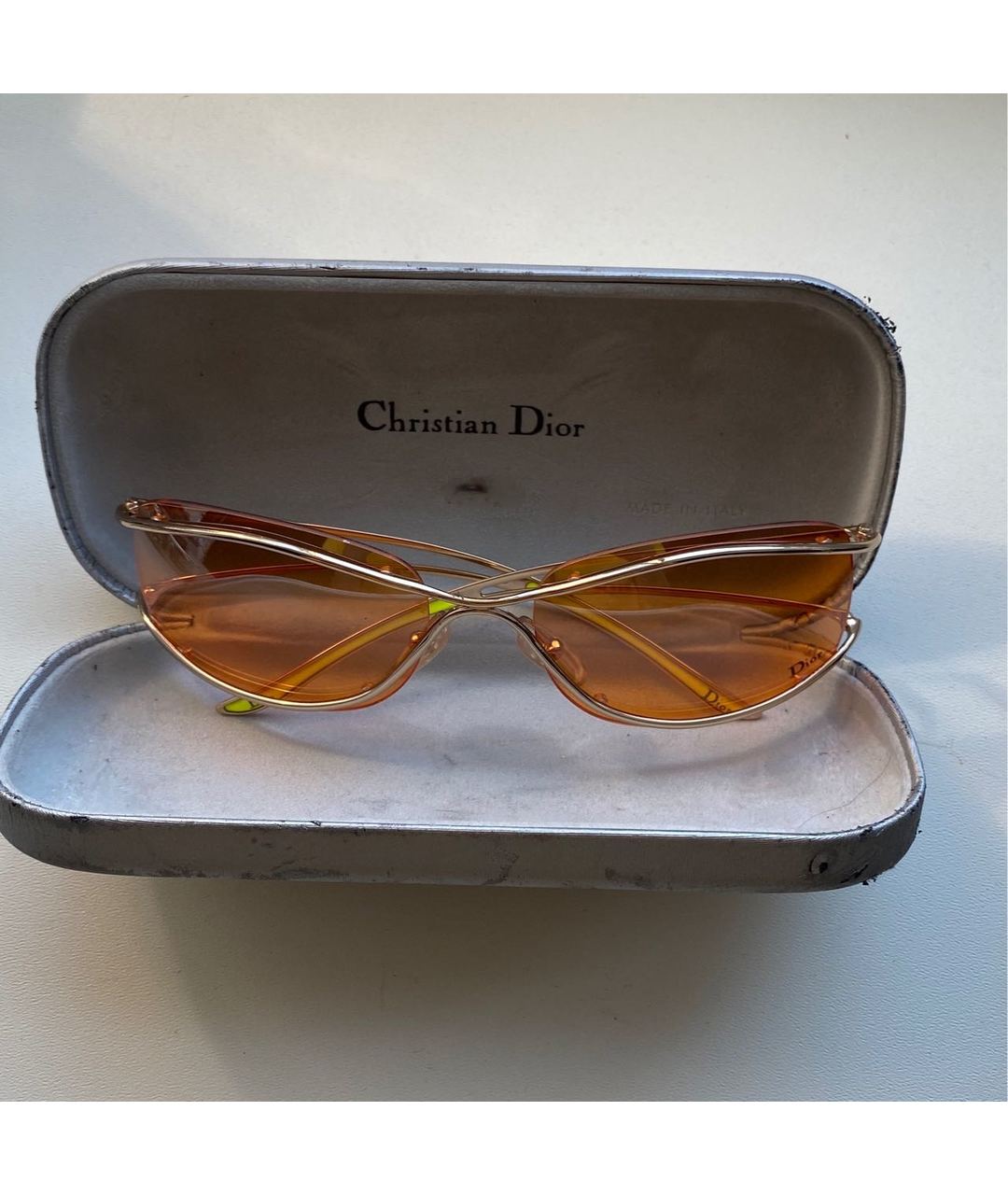CHRISTIAN DIOR PRE-OWNED Оранжевое металлические солнцезащитные очки, фото 6