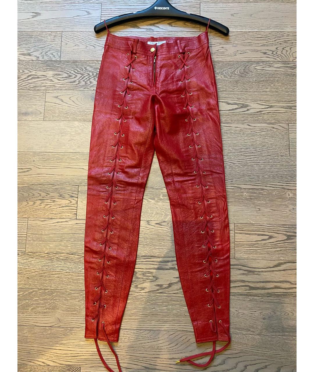 CHRISTIAN DIOR PRE-OWNED Красные кожаные брюки узкие, фото 3