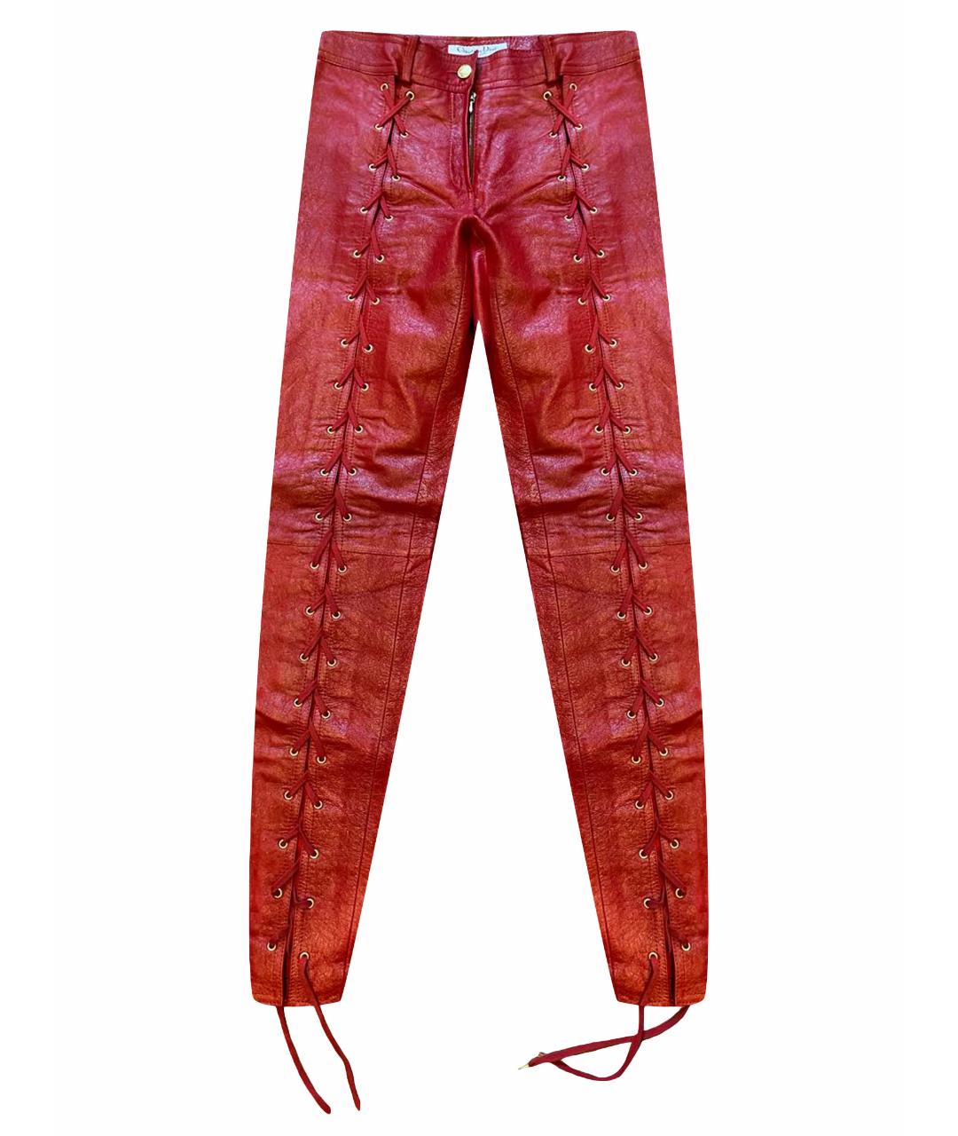 CHRISTIAN DIOR PRE-OWNED Красные кожаные брюки узкие, фото 1