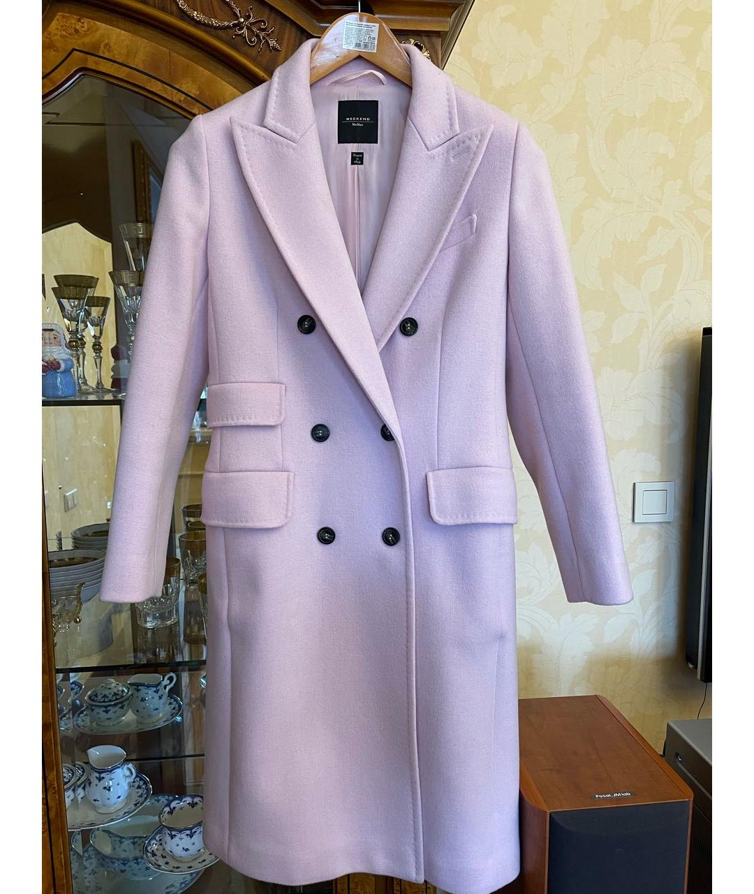 WEEKEND MAX MARA Розовое шерстяное пальто, фото 5