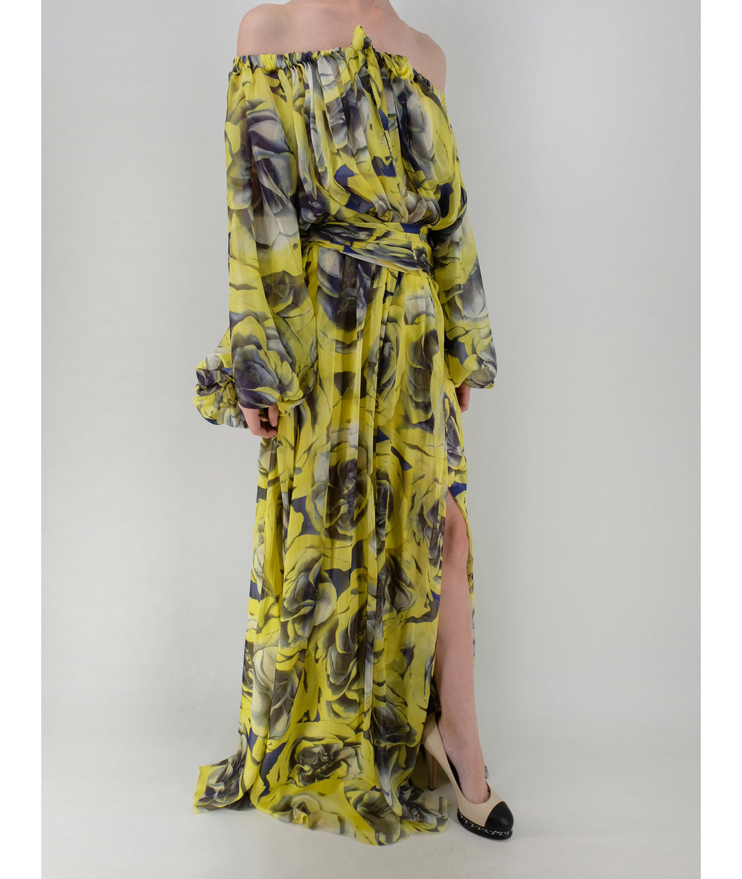 ZUHAIR MURAD Желтое шифоновое повседневное платье, фото 2