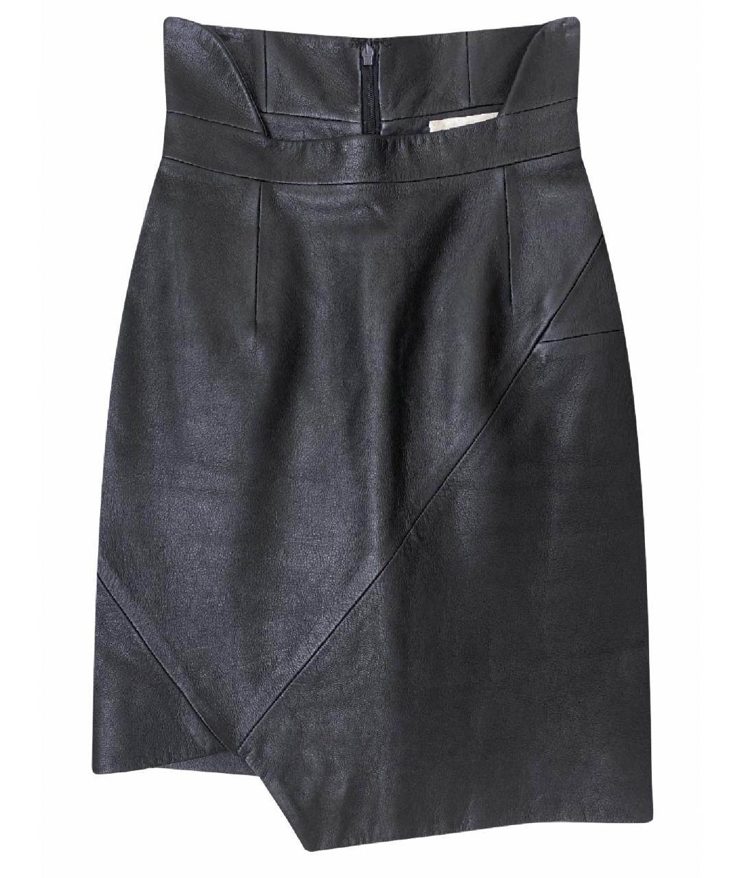 SAINT LAURENT Черная кожаная юбка мини, фото 1