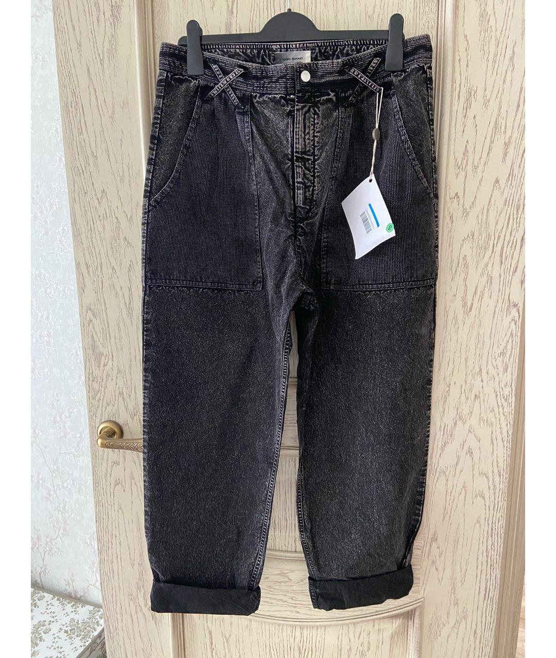 ISABEL MARANT Антрацитовые хлопковые прямые джинсы, фото 8