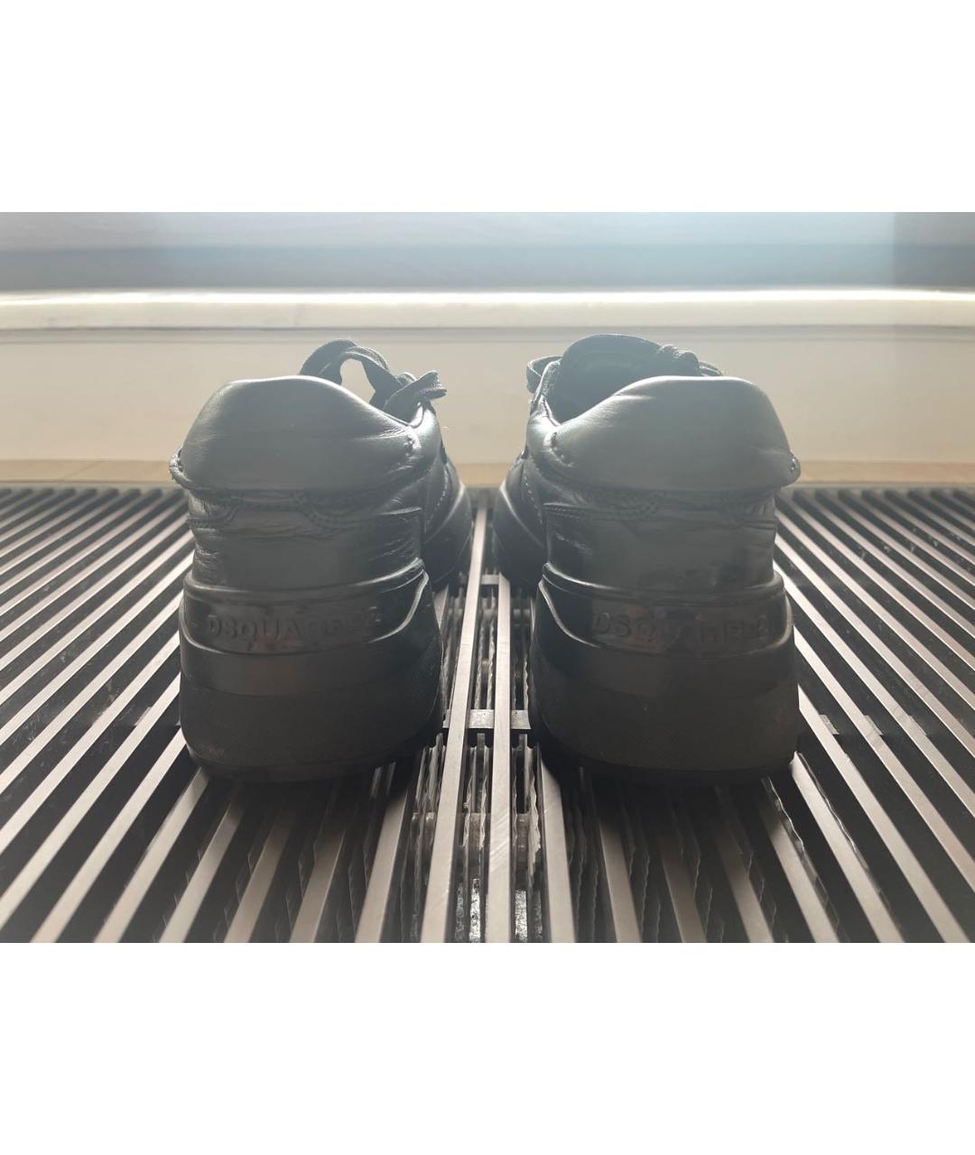 DSQUARED2 Черные кожаные низкие кроссовки / кеды, фото 4