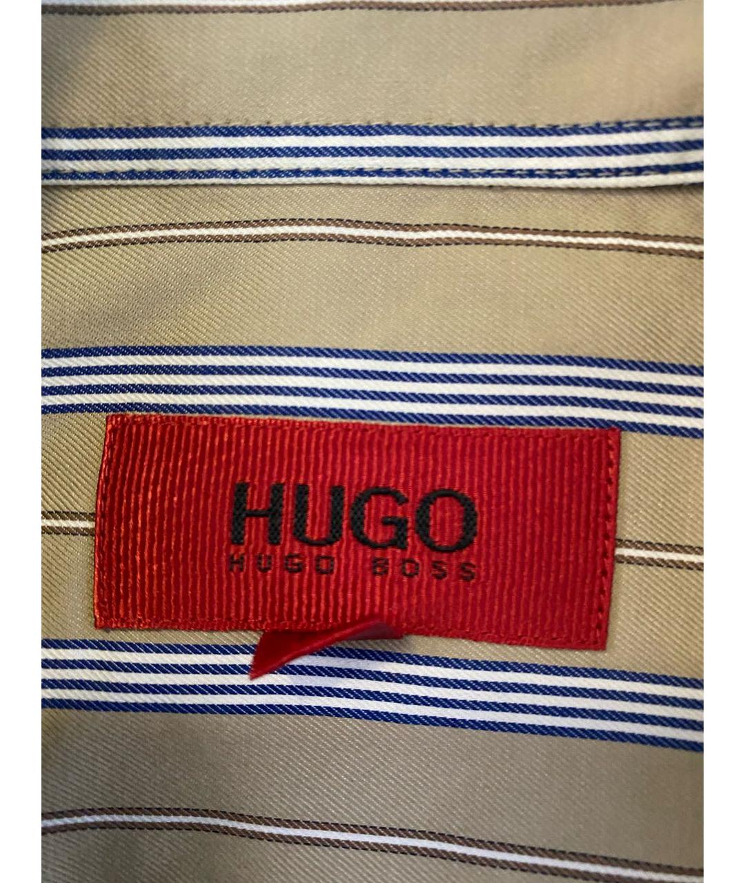 HUGO BOSS Бежевая хлопковая кэжуал рубашка, фото 4