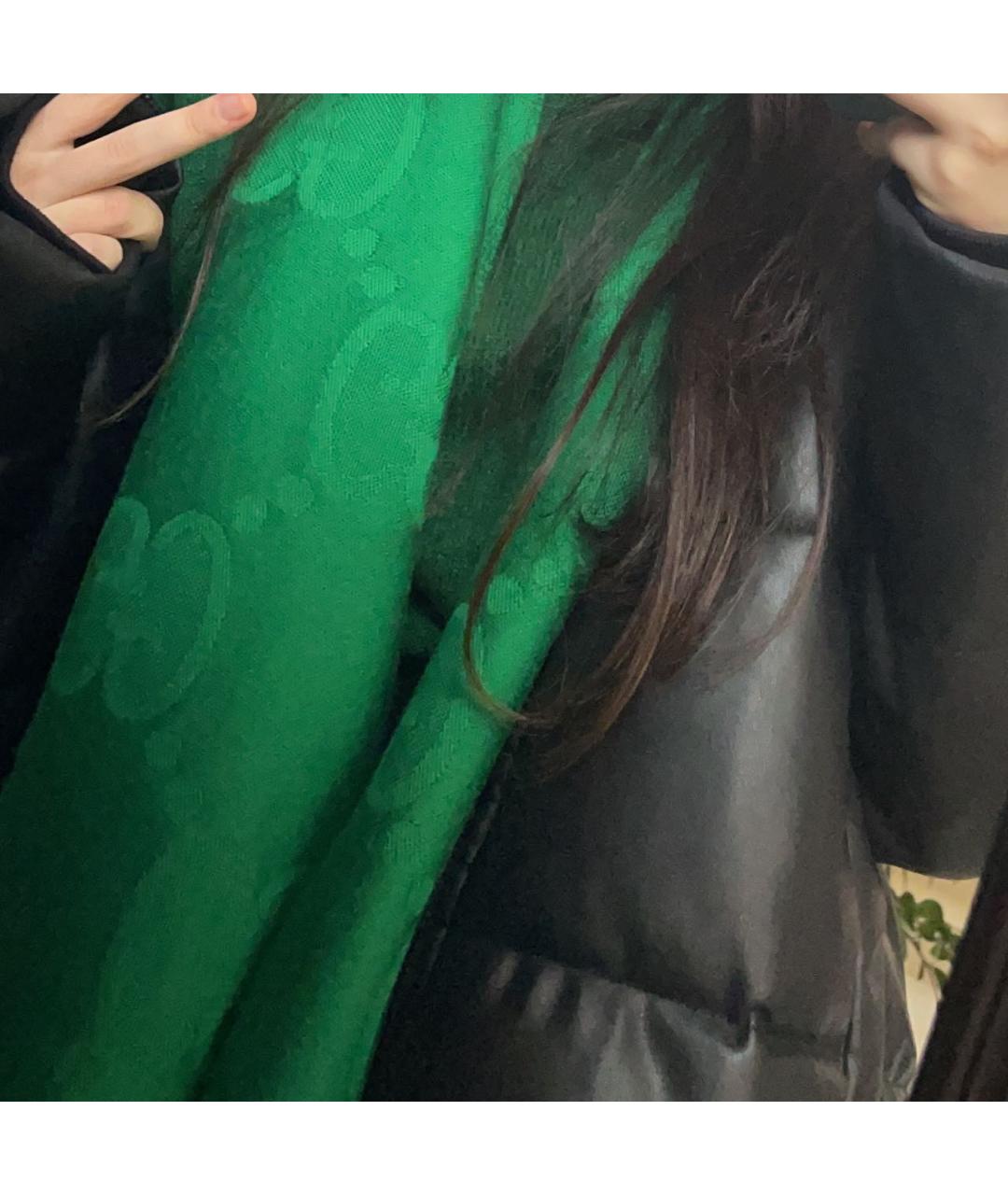 GUCCI Зеленый шерстяной шарф, фото 6