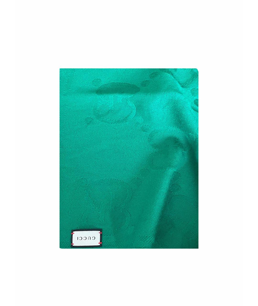 GUCCI Зеленый шерстяной шарф, фото 1