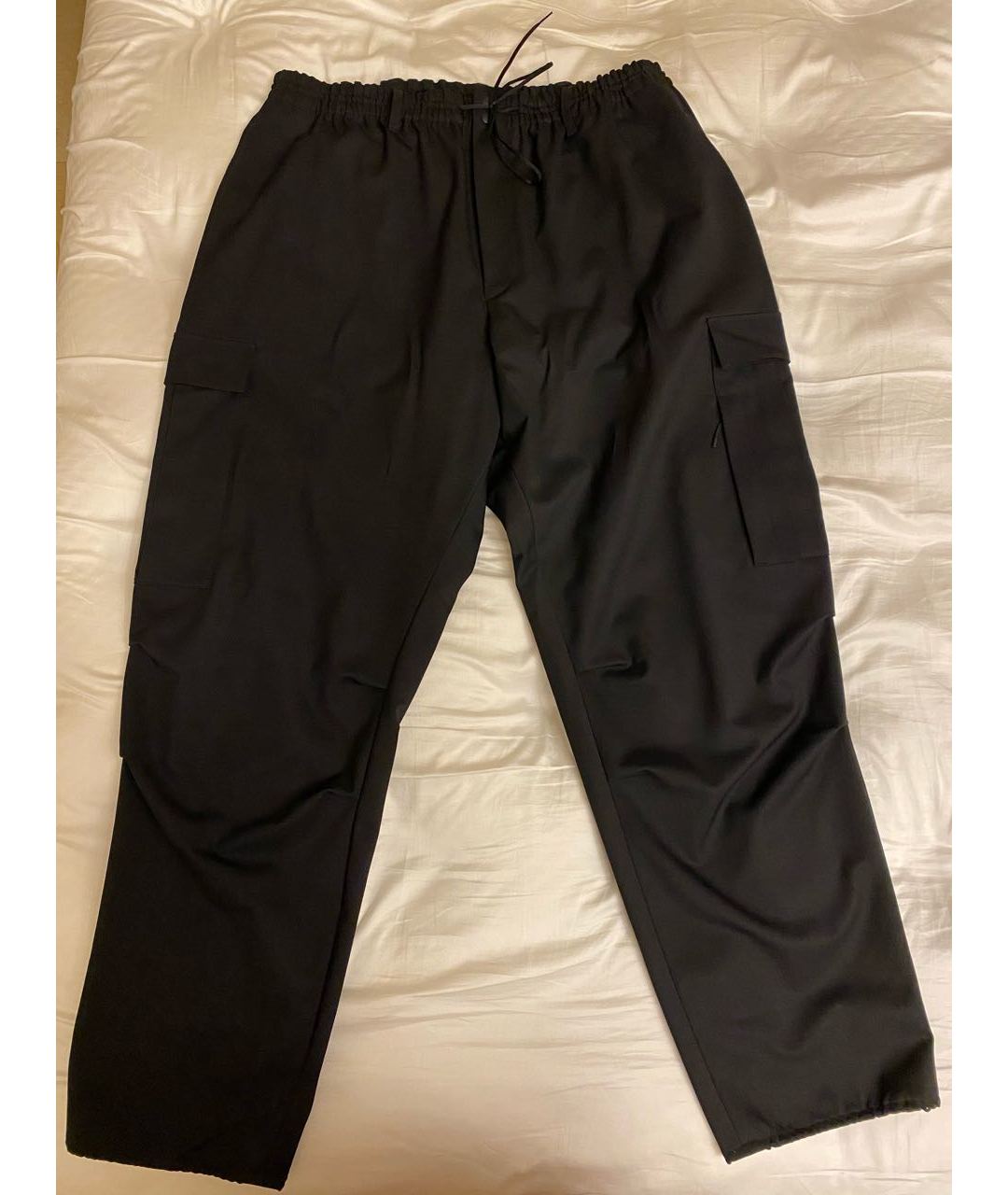 Y-3 Черные хлопко-эластановые классические брюки, фото 6