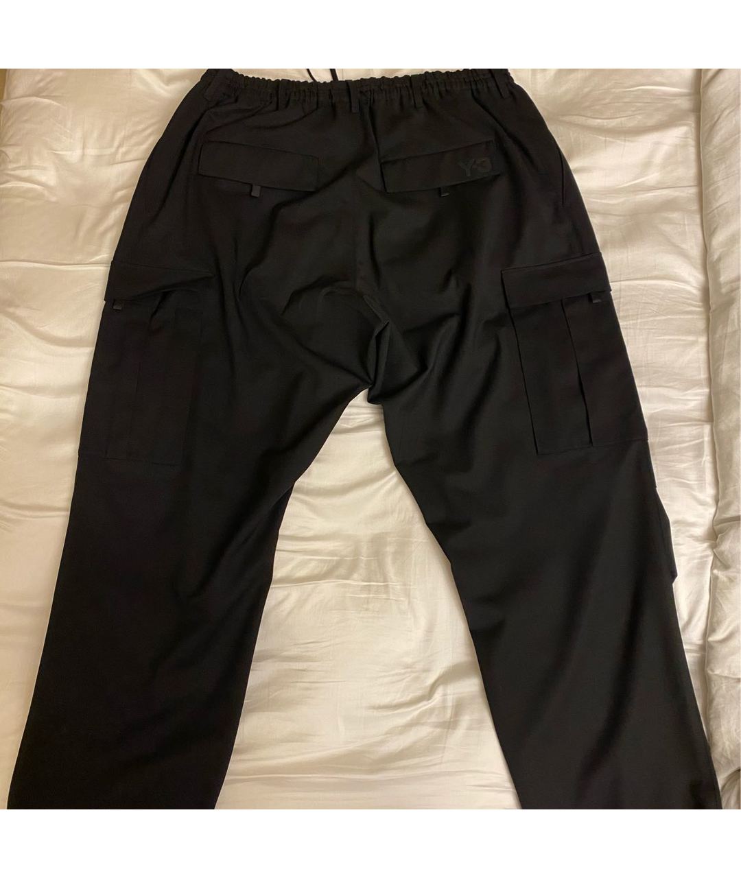 Y-3 Черные хлопко-эластановые классические брюки, фото 2