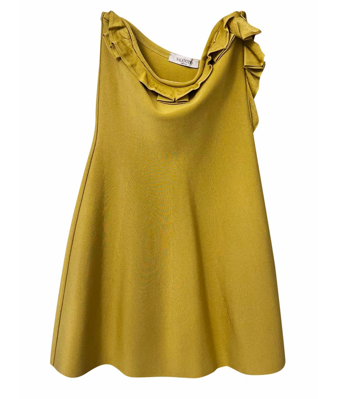 VALENTINO Золотое вискозное повседневное платье, фото 1
