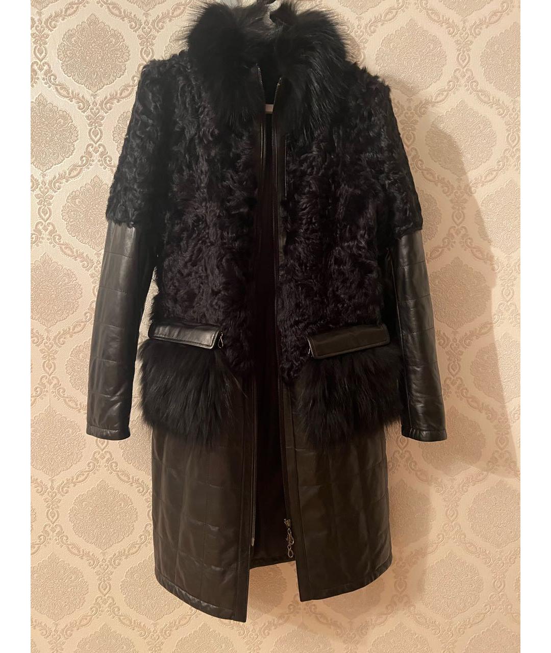 EMPORIO ARMANI Черное кожаное пальто, фото 4
