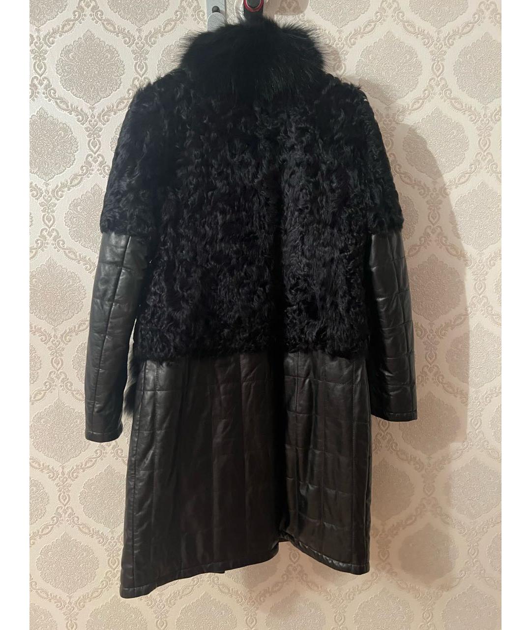 EMPORIO ARMANI Черное кожаное пальто, фото 2
