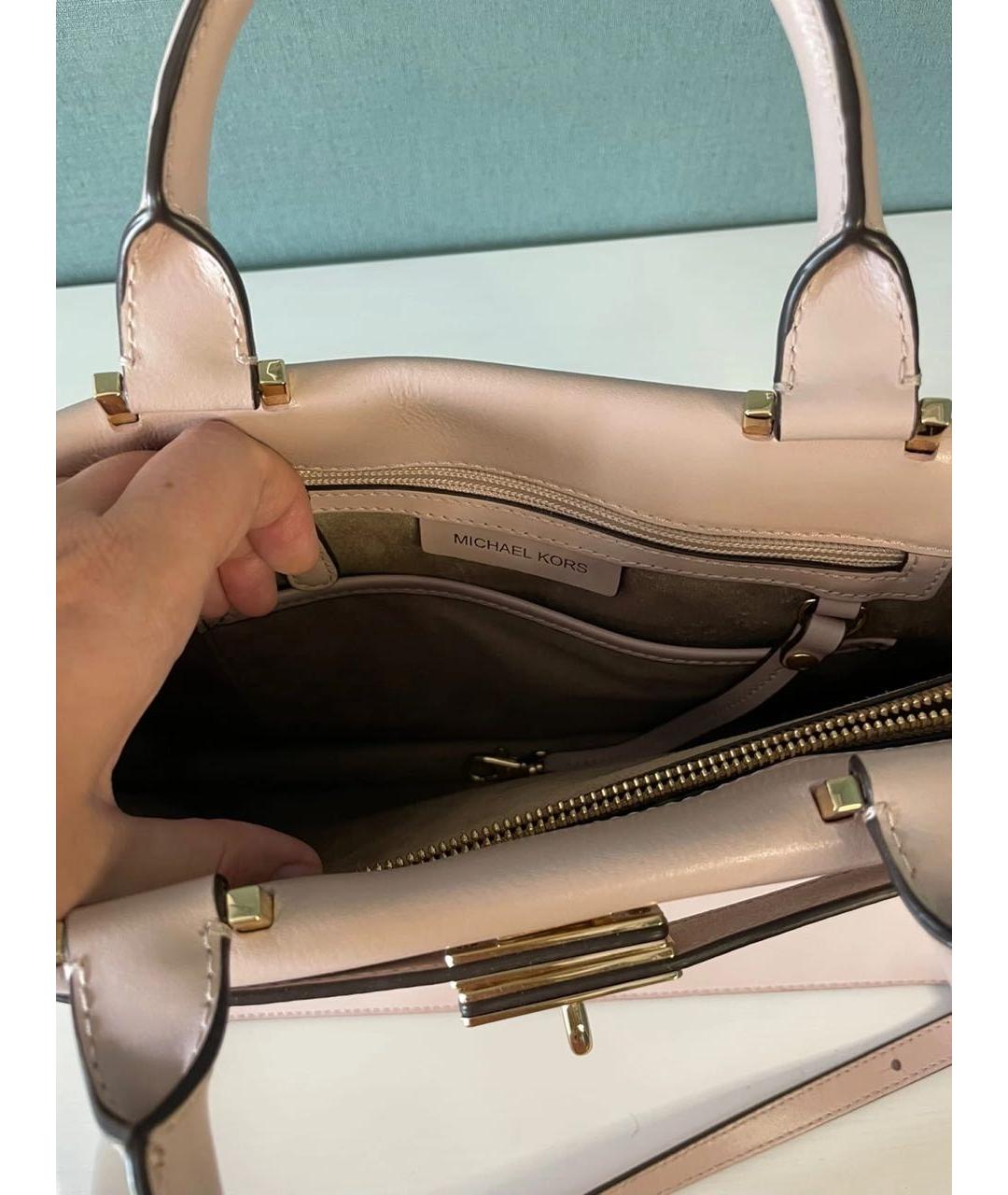 MICHAEL KORS Розовая кожаная сумка с короткими ручками, фото 4
