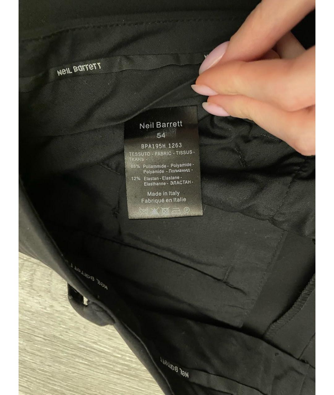 NEIL BARRETT Черные полиамидовые классические брюки, фото 7