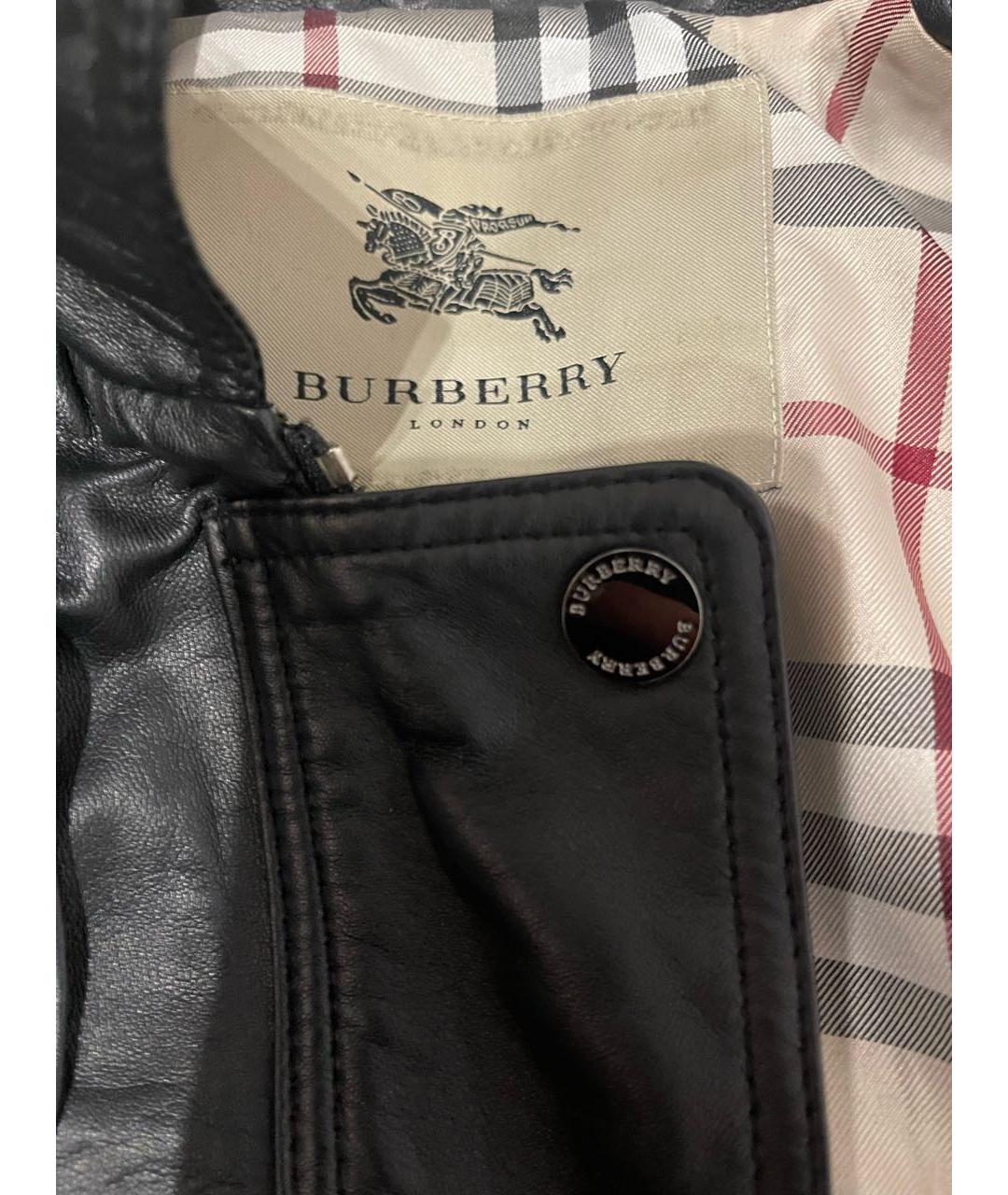 BURBERRY Черная кожаная куртка, фото 3