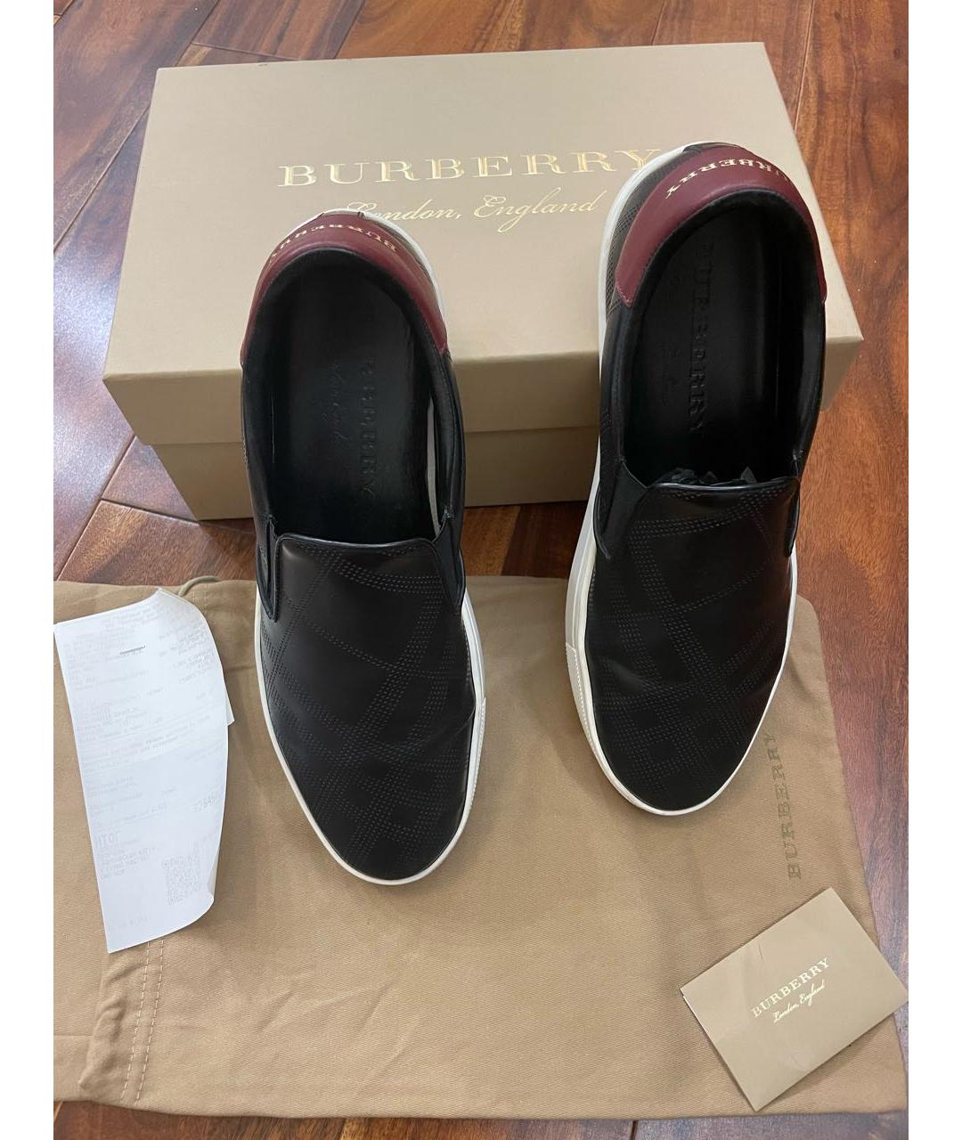 BURBERRY Черные кожаные слипоны, фото 3