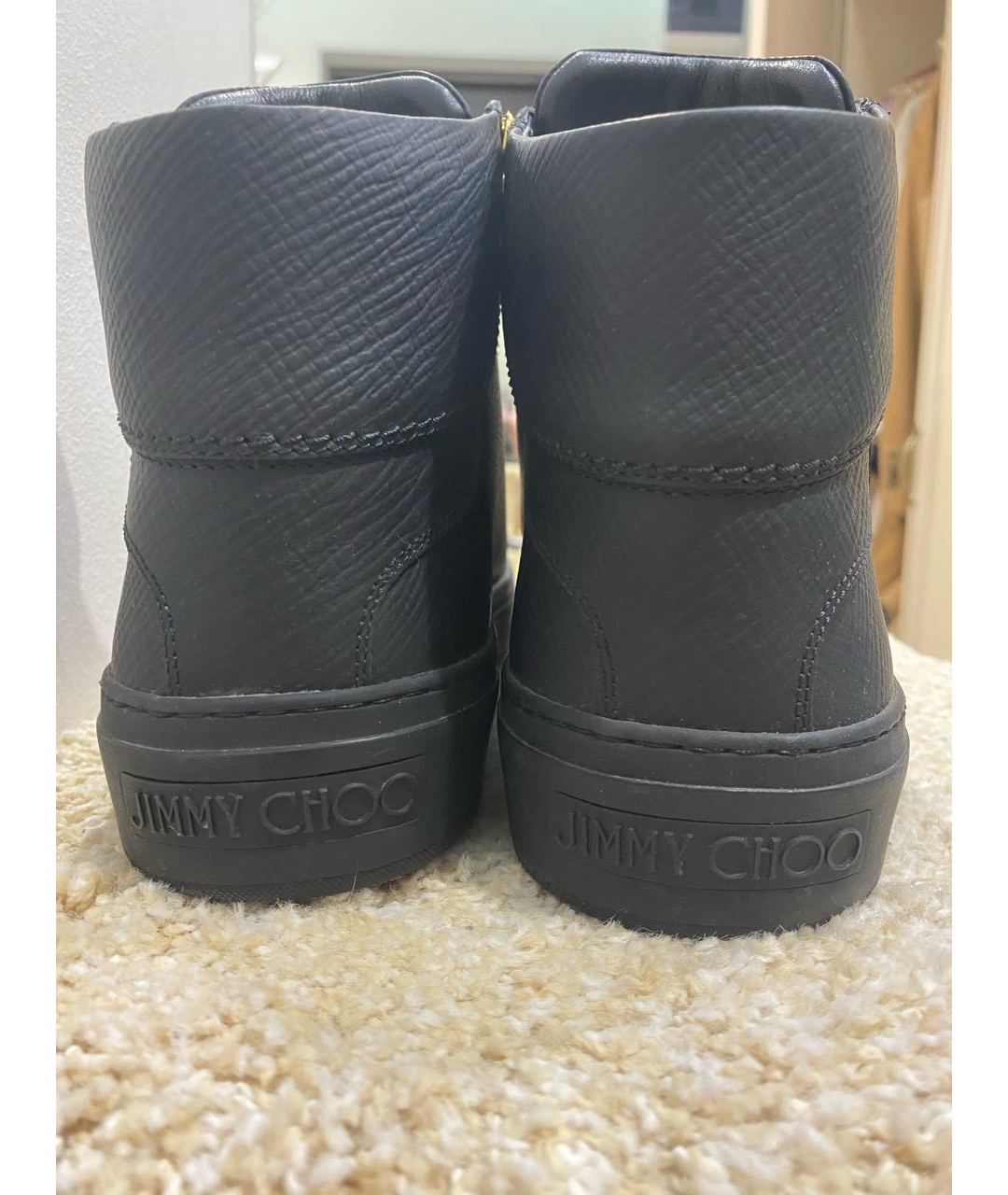 JIMMY CHOO Черные кожаные высокие кроссовки / кеды, фото 4