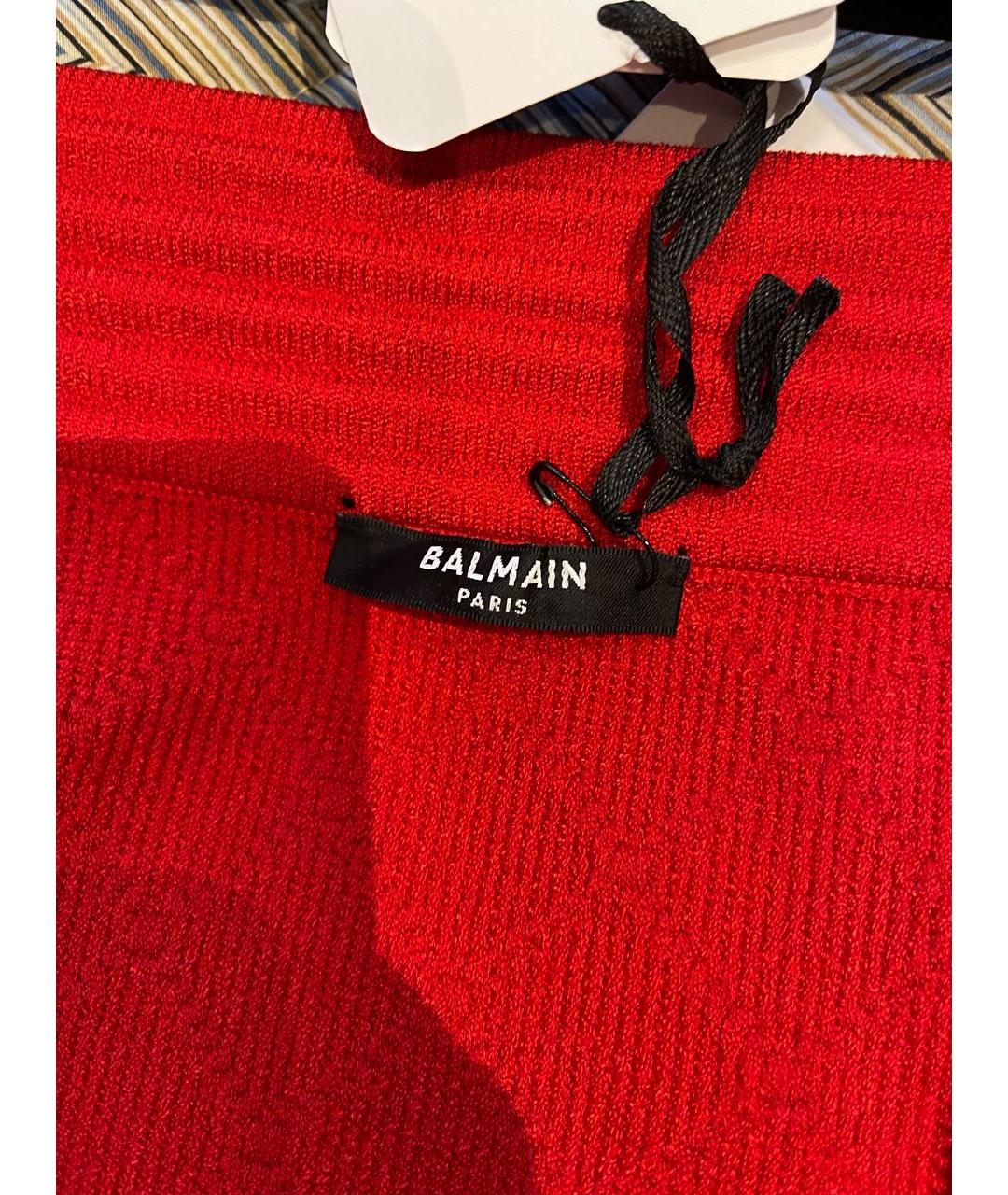BALMAIN Красная вискозная юбка миди, фото 3