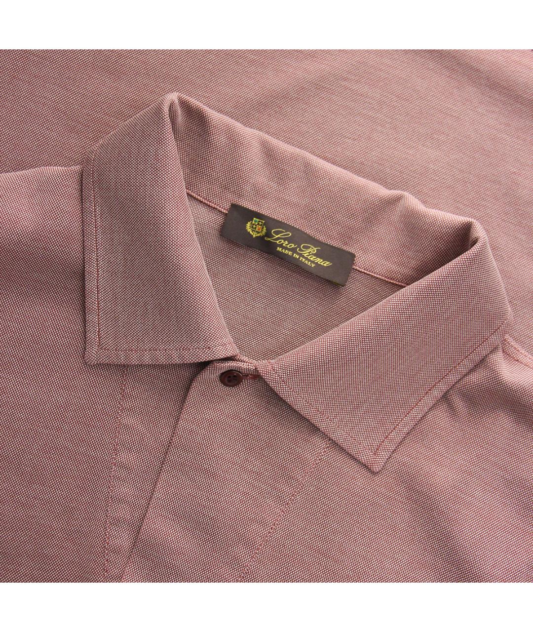 LORO PIANA Розовое хлопковое поло с коротким рукавом, фото 3
