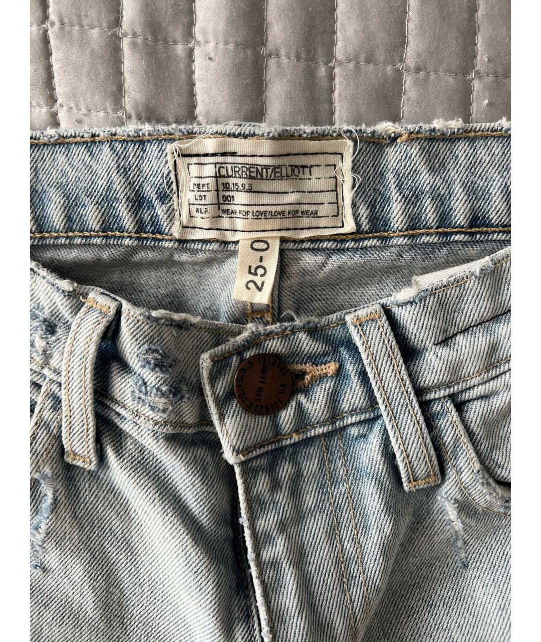 CURRENT/ELLIOTT Голубые хлопковые джинсы клеш, фото 3