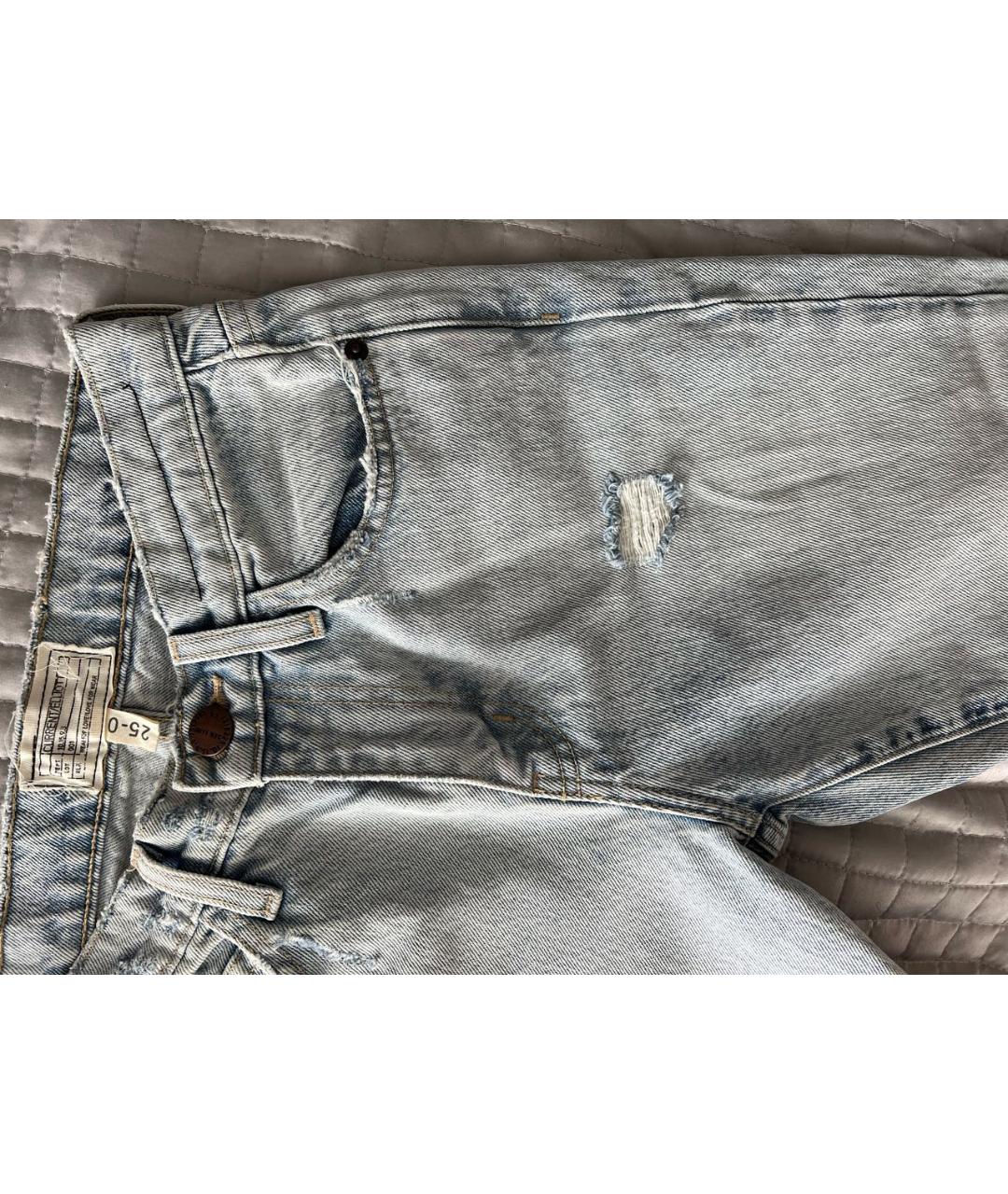 CURRENT/ELLIOTT Голубые хлопковые джинсы клеш, фото 4