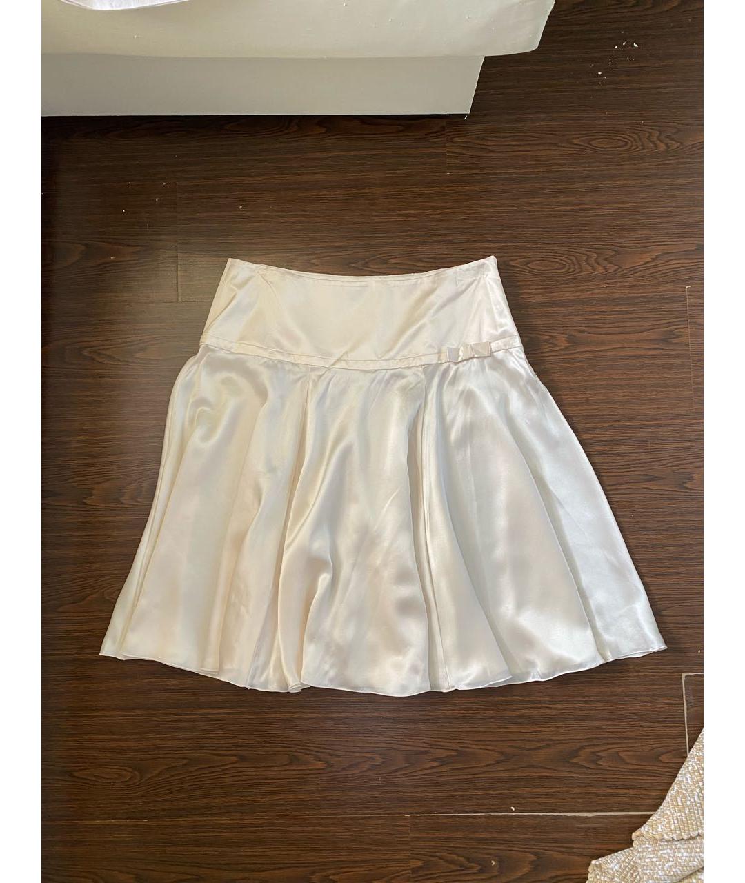 SALVATORE FERRAGAMO Бежевая шелковая юбка миди, фото 7